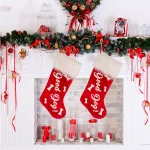 Glitzhome 21 in. Red Polyester Velvet Christmas Stockings with Plush Cuff - Good Dog Print (2-Pack) thumbnail 7
