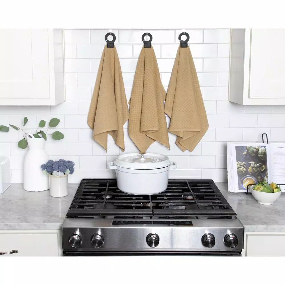 RITZ Hook and Hang Biscotti Woven Cotton Kitchen Towels, Set of 2