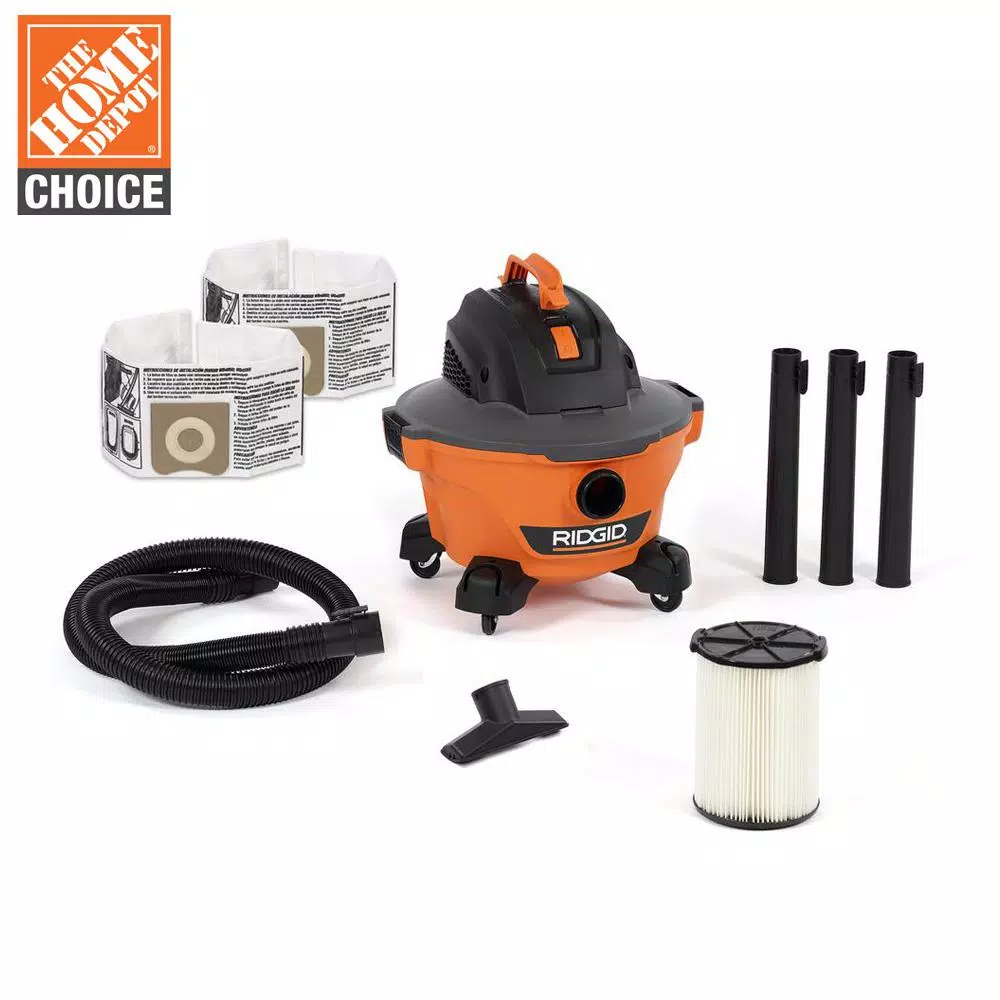 RIDGID 6 Gallon 3.5 Peak HP NXT Wet/Dry Shop Vacuum with Filter and Accessories