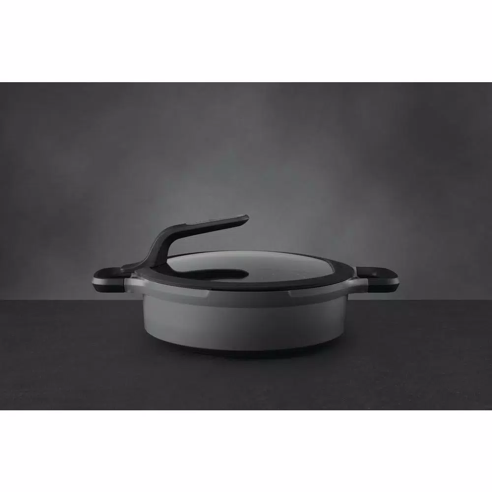 BergHOFF GEM Stay Cool 4.1 qt. Cast Aluminum Nonstick Saute Pan with Glass Lid, Gray