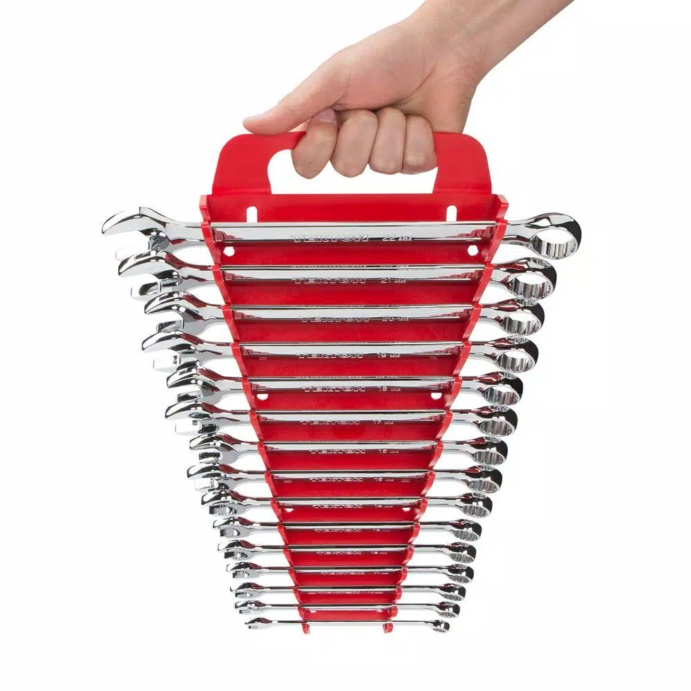 TEKTON 7.5 in. 15-Tool Store-and-Go Wrench Rack Keeper, Red