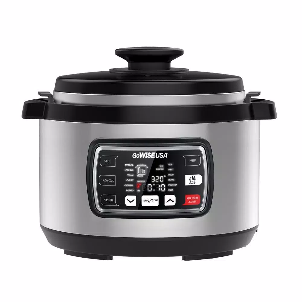 GoWISE USA Ovate 9.5 Qt. Stainless Steel Oval Electric Pressure Cooker with 6 Accessories