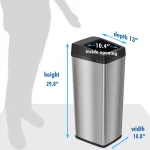 iTouchless 14 Gal. Stainless Steel Motion Sensing Touchless Trash Can with Space-Saving Sliding Lid thumbnail 6