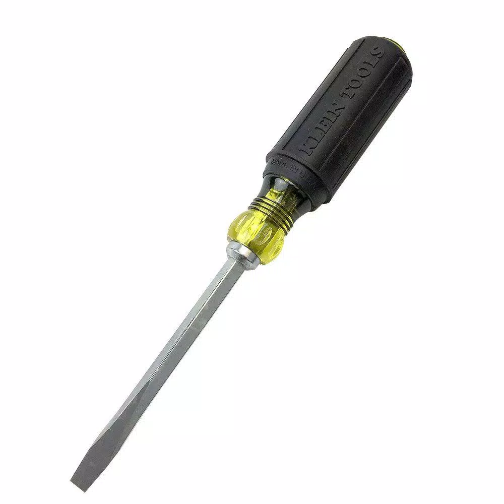 Klein Tools 1/4 in. Flat Head Screwdriver with 4 in. Square Shank and Cushion Grip