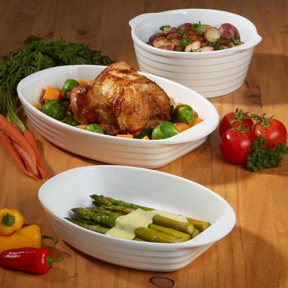 Certified International 3-Piece White Porcelain Bakeware Set