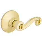 Defiant Scroll Polished Brass Privacy Lever Set for Bedroom and Bathroom Doors thumbnail 1