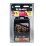 BLU-MOL 21-Piece Titanium M2 High Speed Steel Twist Drill Bit Set with Index Case thumbnail 3