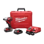Milwaukee M18 18V Lithium-Ion Cordless 1/4 in. Hex Impact Driver Kit with (2) 1.5Ah Batteries, Charger, and Hard Case thumbnail 1