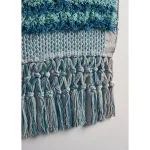 LR Home Coast Gray & Teal Fringed Tufted Cotton Wall Tapestry - Bohemian Coastal Wall Hanging thumbnail 2