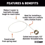 CURT Fish Wire for 1/2" Diameter Bolts, 18" Spring Steel Hitch Installation Tool thumbnail 2