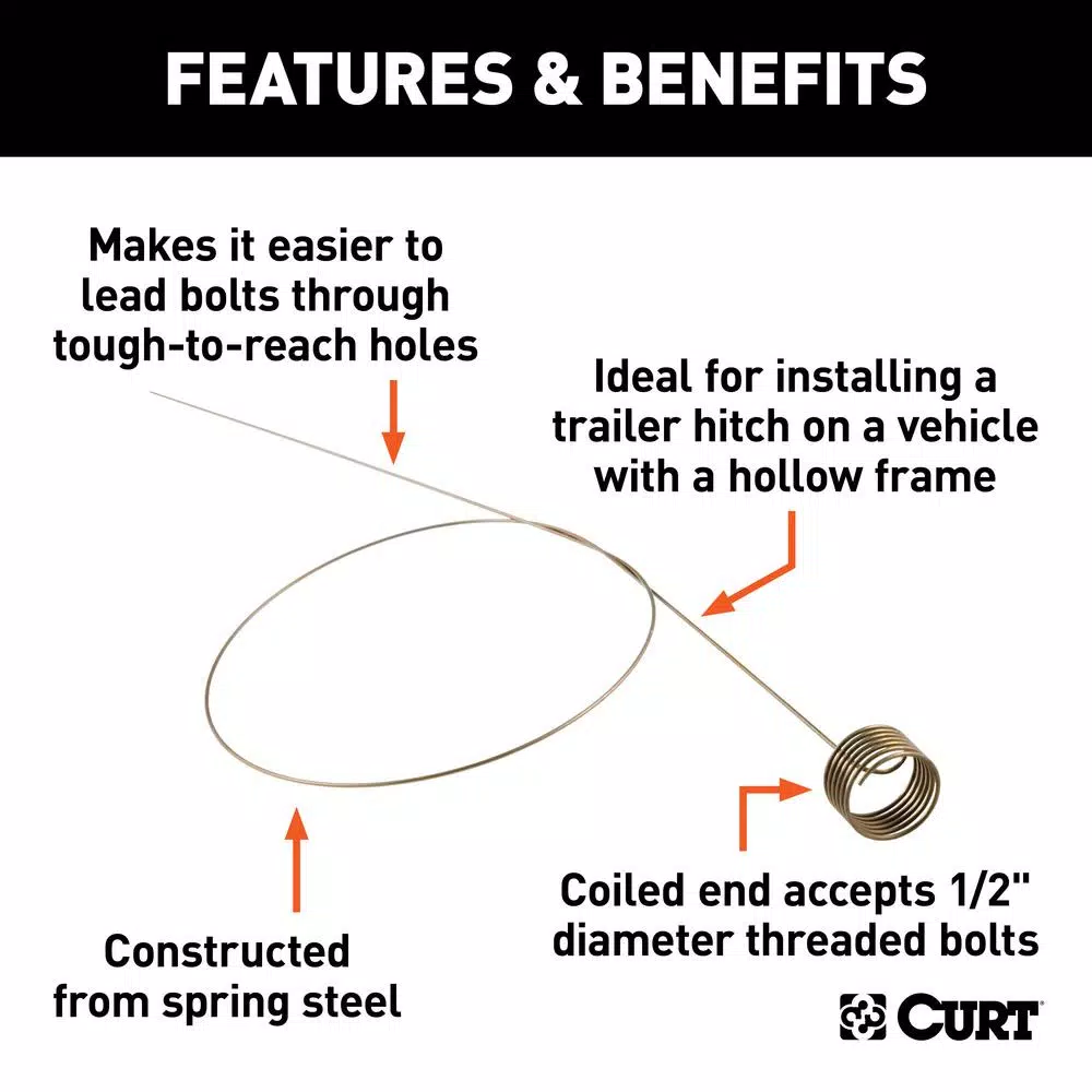 CURT Fish Wire for 1/2" Diameter Bolts, 18" Spring Steel Hitch Installation Tool