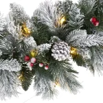 Nearly Natural 6 ft. Pre-lit Flocked Mixed Pine Artificial Christmas Garland with 50 LED Lights thumbnail 3