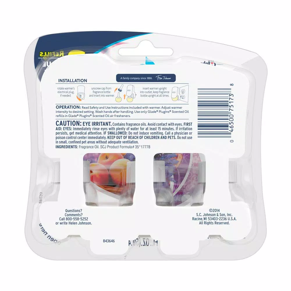 Glade PlugIns Scented Oil Air Freshener Refills, Lavender & Peach Blossom, 3-Pack (Case of 6)