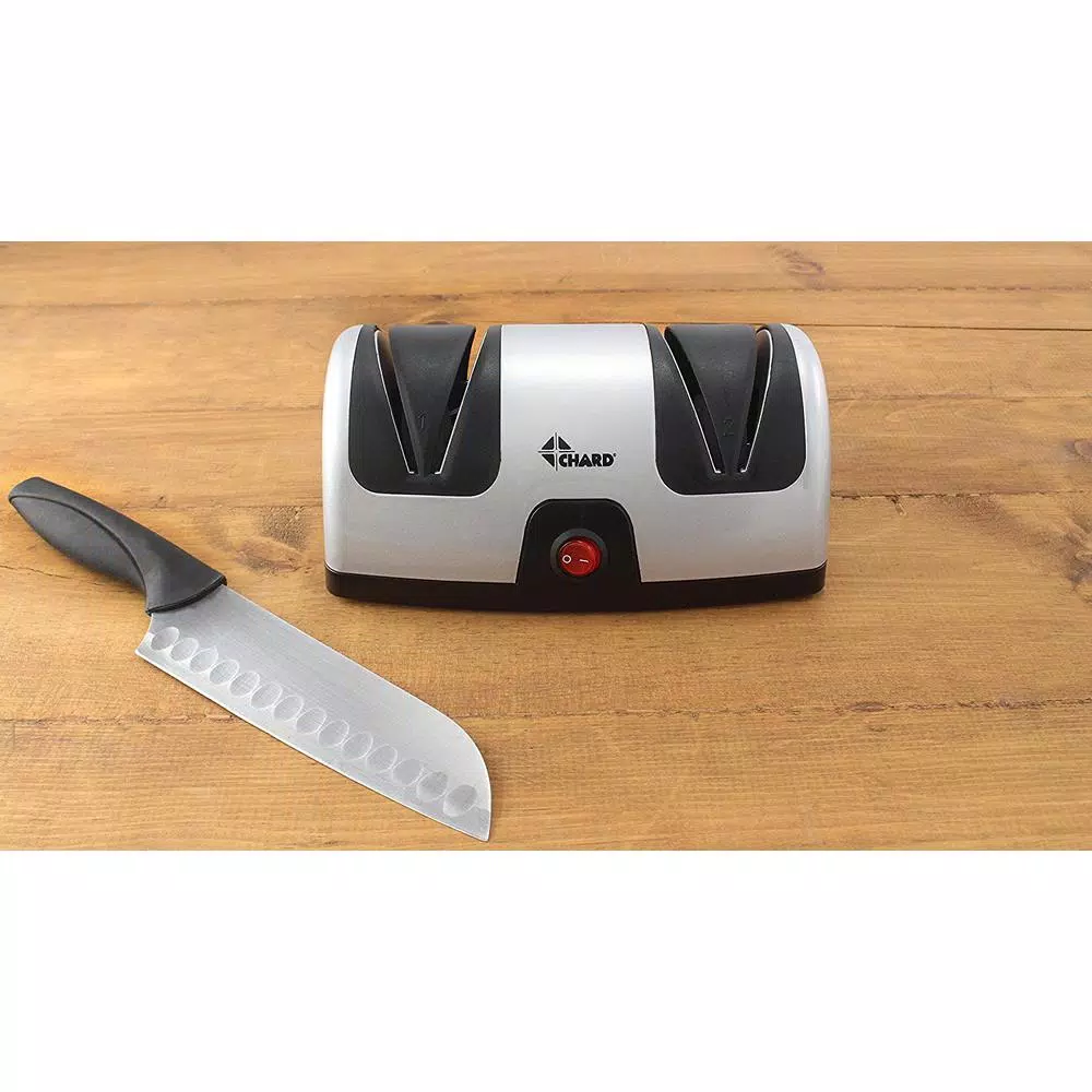 Chard 2-Step Electric Knife Sharpener, Silver/Black
