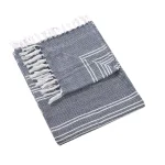 Unbranded MHF Home Blue and White Striped Cotton Blend Throw Blanket, 50 x 60 in. thumbnail 2