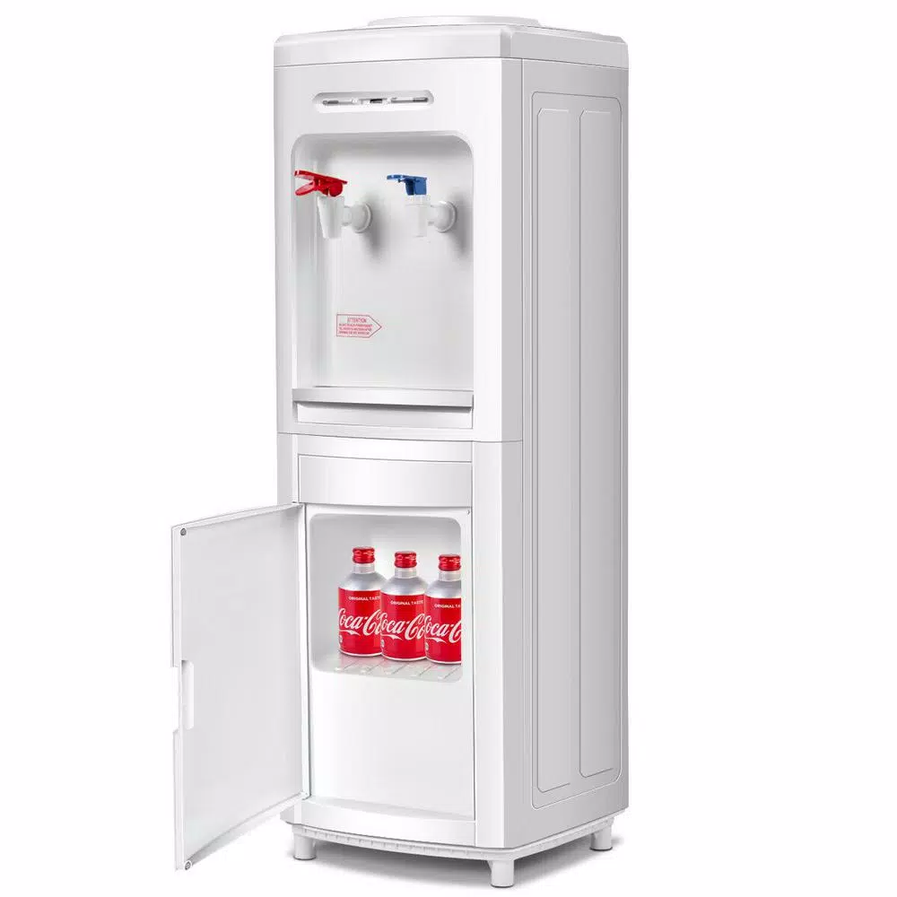 Costway Primo Electric Top-Loading Water Dispenser with Storage Cabinet, White