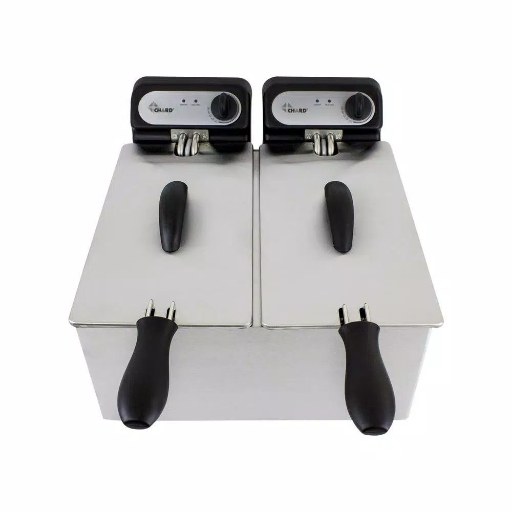 Chard Double Deep Fryer, 6L Capacity, Dual 1500W Tanks with 2 Baskets