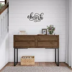 Lavish Home "Cherish" Metal Cutout Wall Sign - Distressed Dark Brown Rustic Decor thumbnail 3