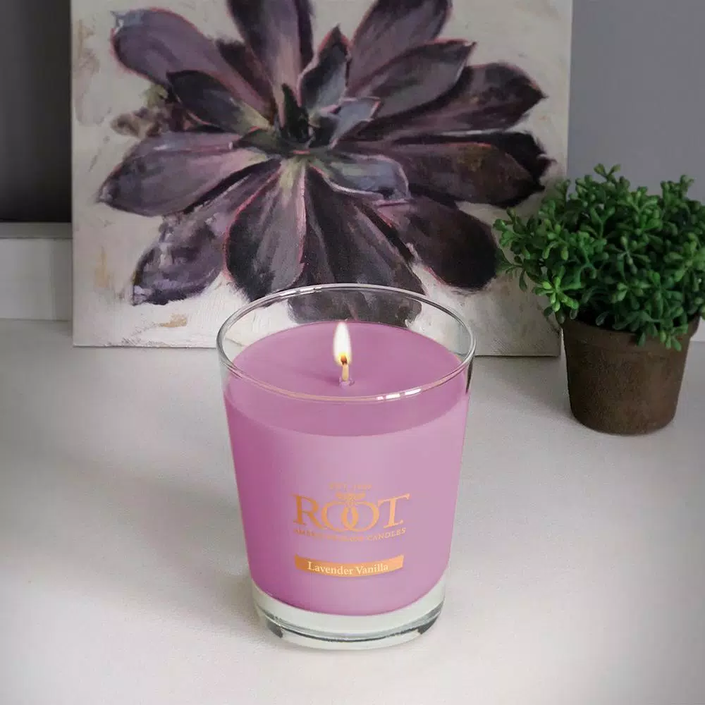 ROOT CANDLES Veriglass Lavender Vanilla Scented Soy Wax Filled Jar Candle