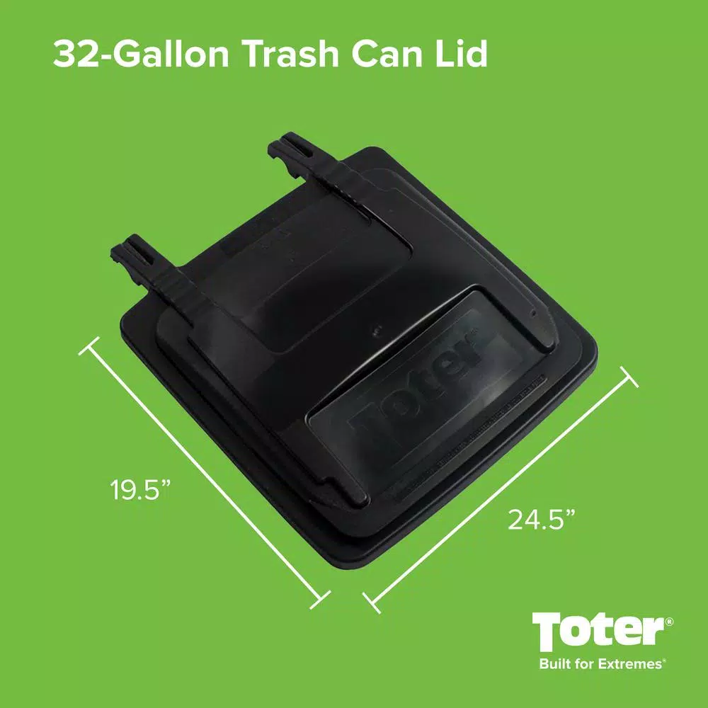 Toter Replacement Lid Kit for 32 Gallon Two Wheel Trash Can, Black
