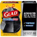 Glad ForceFlexPlus 30 Gallon Black Drawstring Large Outdoor Trash Bags, 50-Count thumbnail 1