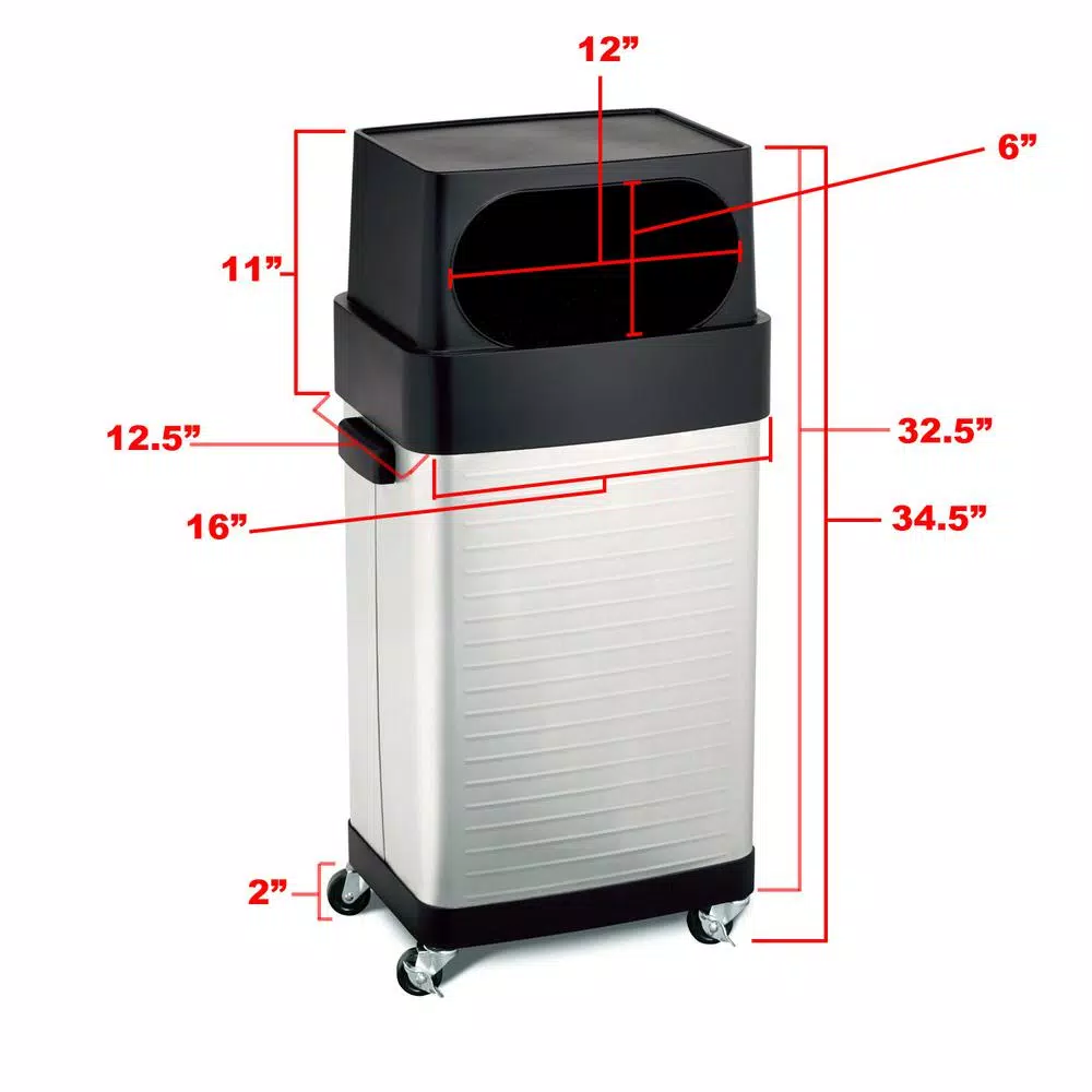 Seville Classics 17-Gallon UltraHD Commercial Stainless Steel Trash Bin with Wheels