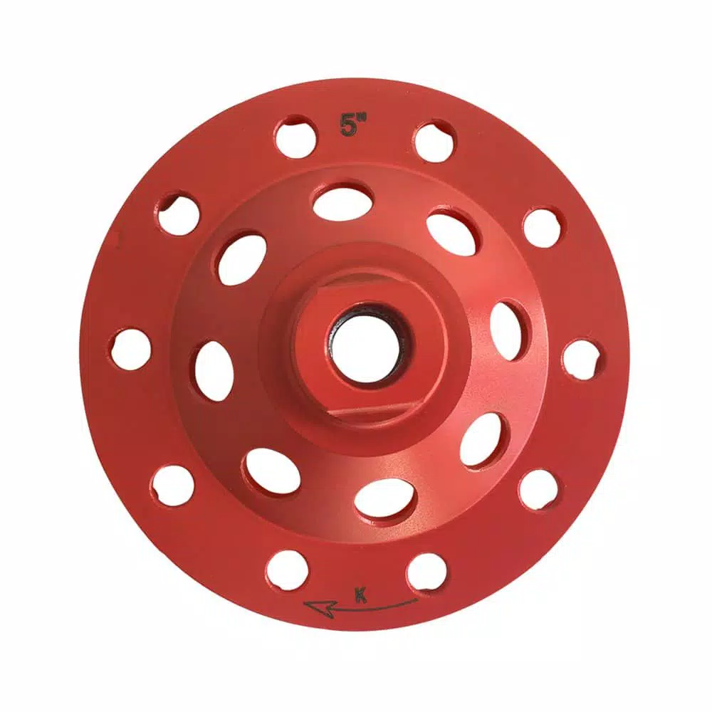 EDiamondTools 5 in. Aggressive S Segment Diamond Grinding Wheel for Concrete and Coating Removal, 5/8"-11 Threaded Arbor