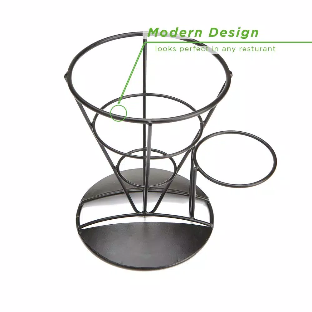 Mind Reader Set of 3 Metal Cone Shaped French Fry Holders with Dipping Compartment