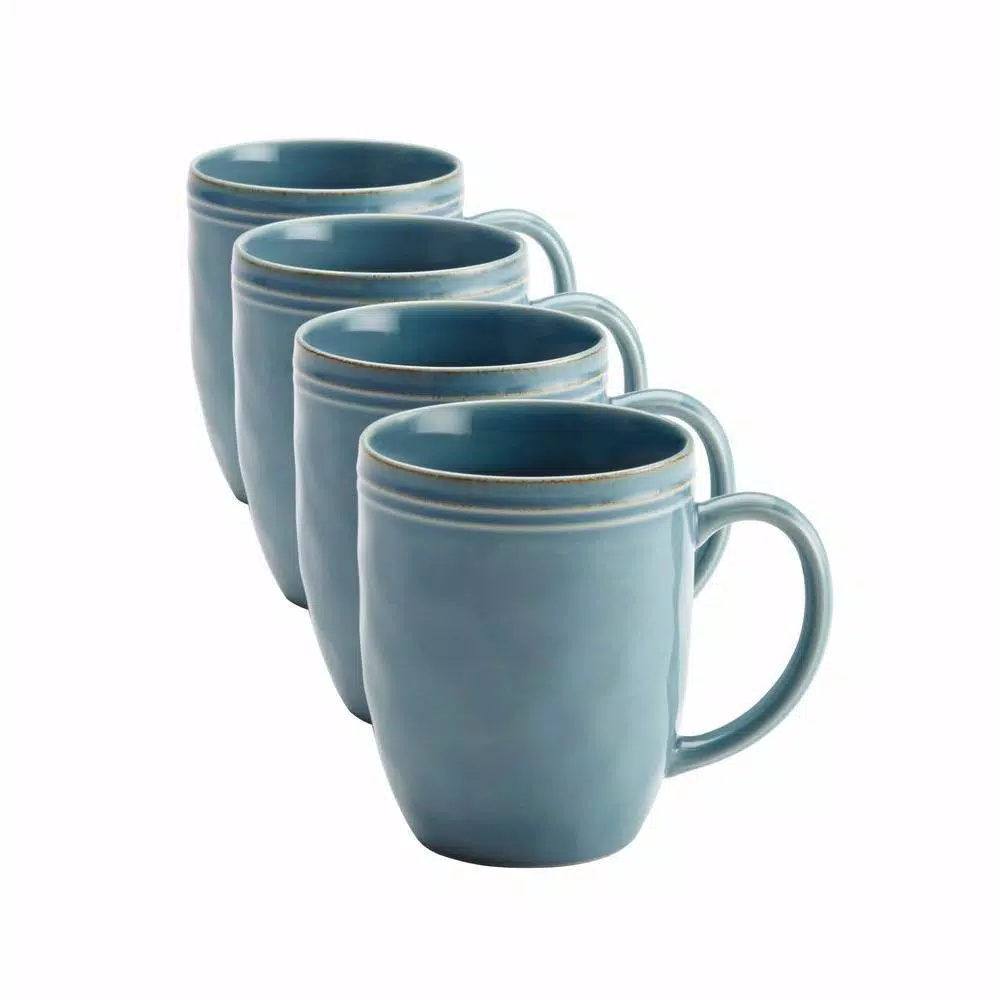 Rachael Ray Cucina 16-Piece Agave Blue Stoneware Dinnerware Set