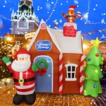 JOYDECOR 7 ft. Santa Claus & Gingerbread House Christmas Inflatable with LED Lights thumbnail 5