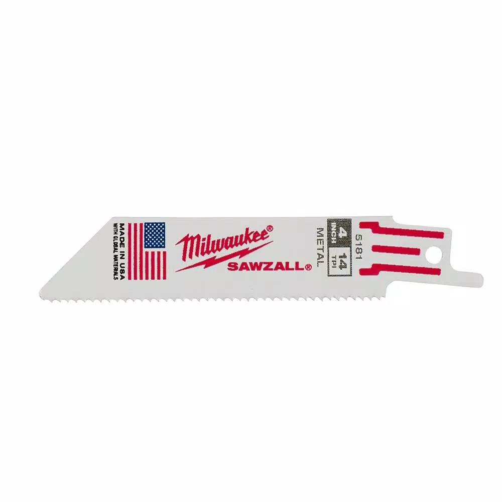 Milwaukee 4 in. 14 TPI Metal Cutting Reciprocating Saw Blades, 5-Pack