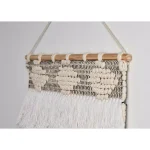 LR Home Bohemian Neutral Ivory Tasseled Wall Tapestry - Hand Woven Cotton Wall Hanging thumbnail 4