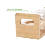 Mind Reader Bamboo 4-Slot Beer Serving Flight Tray, Rectangular Brown Shot Glass Holder thumbnail 5