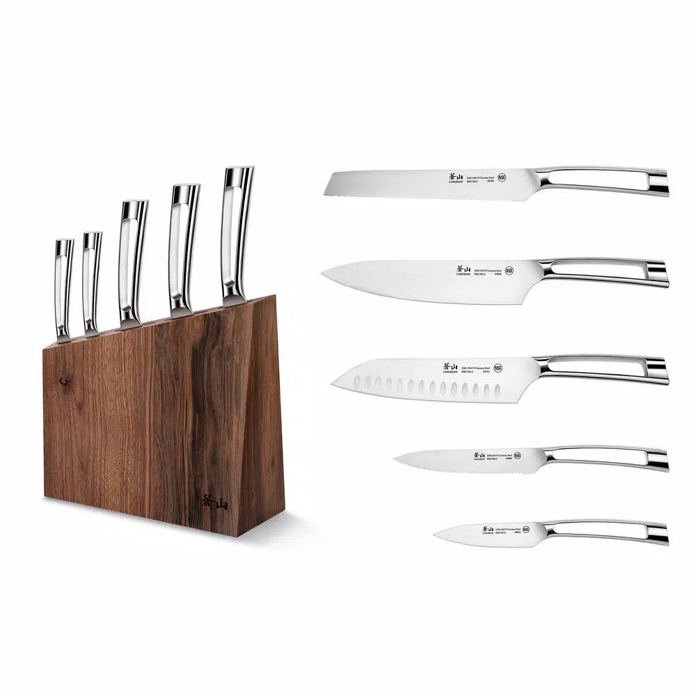 Cangshan N1 Series 6-Piece German Steel Forged Knife Block Set with Acacia Wood Block