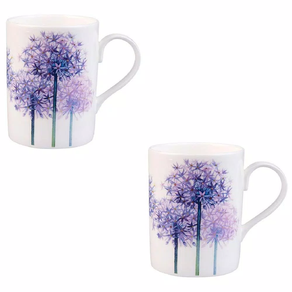 Unbranded Roy Kirkham Lucy Alliums Fine Bone China Mug Set of 6, 320ml, Made in England