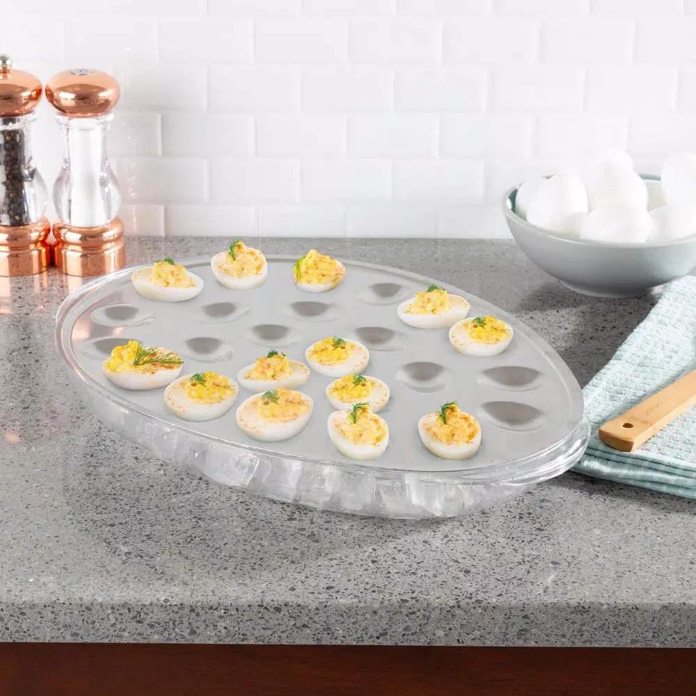 Classic Cuisine Deviled Egg Chilled Serving Tray, 24-Egg Capacity with Ice Compartment