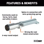 CURT 6-Way Round Trailer Connector Plug with Spring (Trailer Side) thumbnail 2