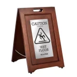 Alpine Industries 24 in. 2-Sided Bilingual Wet Floor Sign, Stainless Steel Plated Wood thumbnail 7