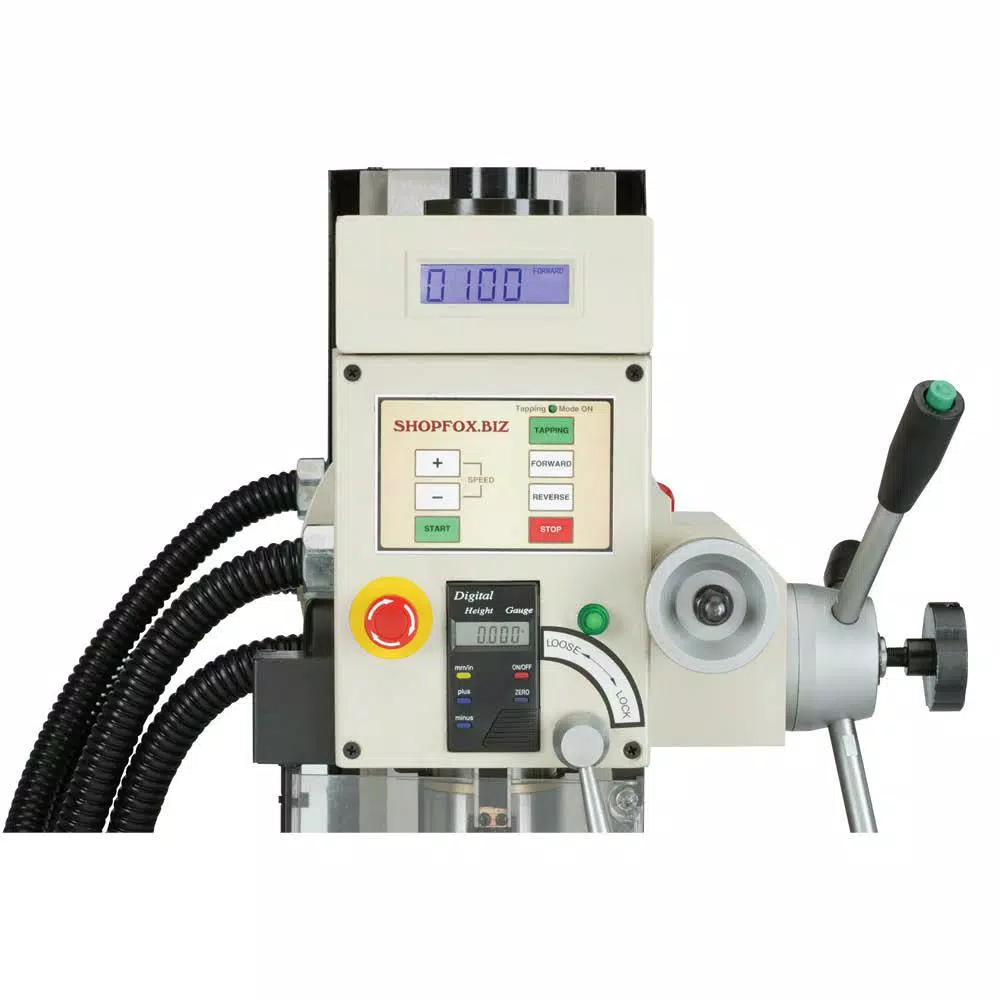 Shop Fox M1111 Deluxe Variable Speed Milling Machine & Drill Press, 1 HP Brushless DC Motor, 6 in. x 21 in.