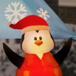 Home Accents Holiday 7 ft. Pre-Lit LED Inflatable Santa in Sailboat with Penguin Christmas Decoration thumbnail 5