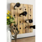 LITTON LANE Rustic Reclaimed Wood 16-Bottle Pegboard Hanging Wine Rack, 25 x 21 in. thumbnail 1