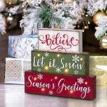 Glitzhome 11.81 in. LED Lighted Multi-color Wooden Block Word Sign, 14-Bulbs thumbnail 1