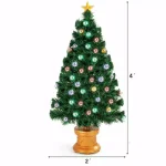 Costway 4 ft. Fiber Optic Pre-Lit Christmas Tree with Multi-Color LED Lights, Ornaments, and Gold Star thumbnail 2