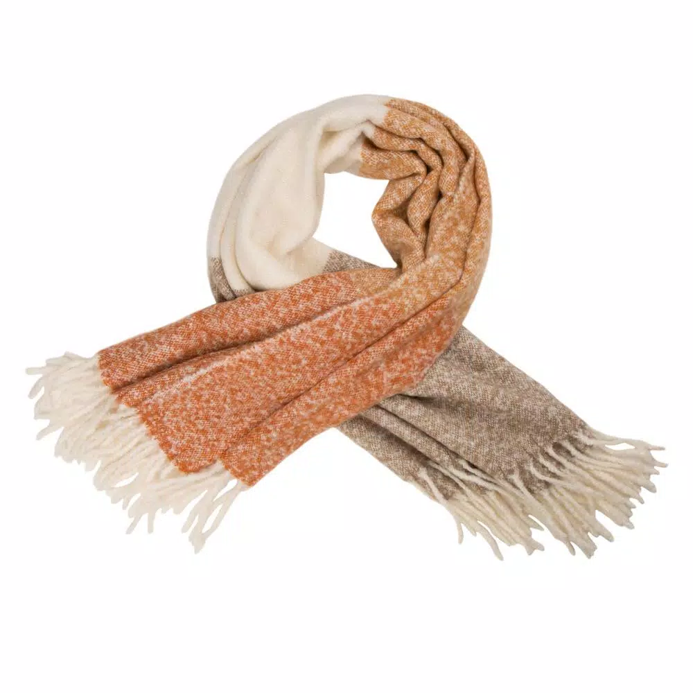 Glitzhome Orange and White Striped Jacquard Woven Acrylic Throw Blanket, 60 x 50 in.