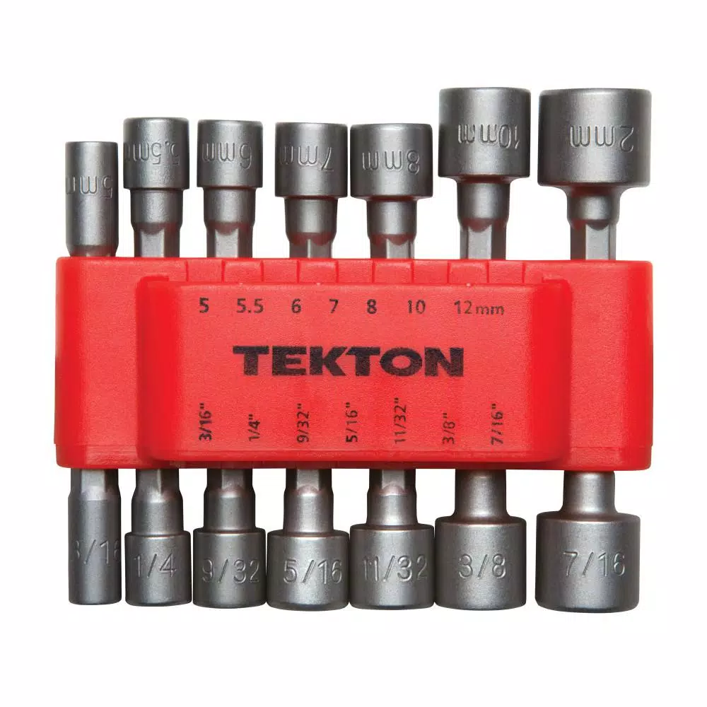 TEKTON 14-Piece Quick-Change Power Nut Driver Bit Set, 3/16-7/16 in. and 5-12 mm