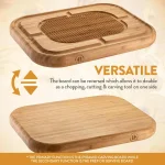 Unbranded Bambsi Bamboo Meat Carving Board with Pyramid Design and Juice Groove, Reversible Large Cutting Board thumbnail 4