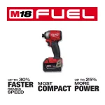 Milwaukee M18 FUEL 18V Brushless Cordless Hammer Drill, Impact Driver, and Impact Wrench Kit with 4 Batteries thumbnail 3