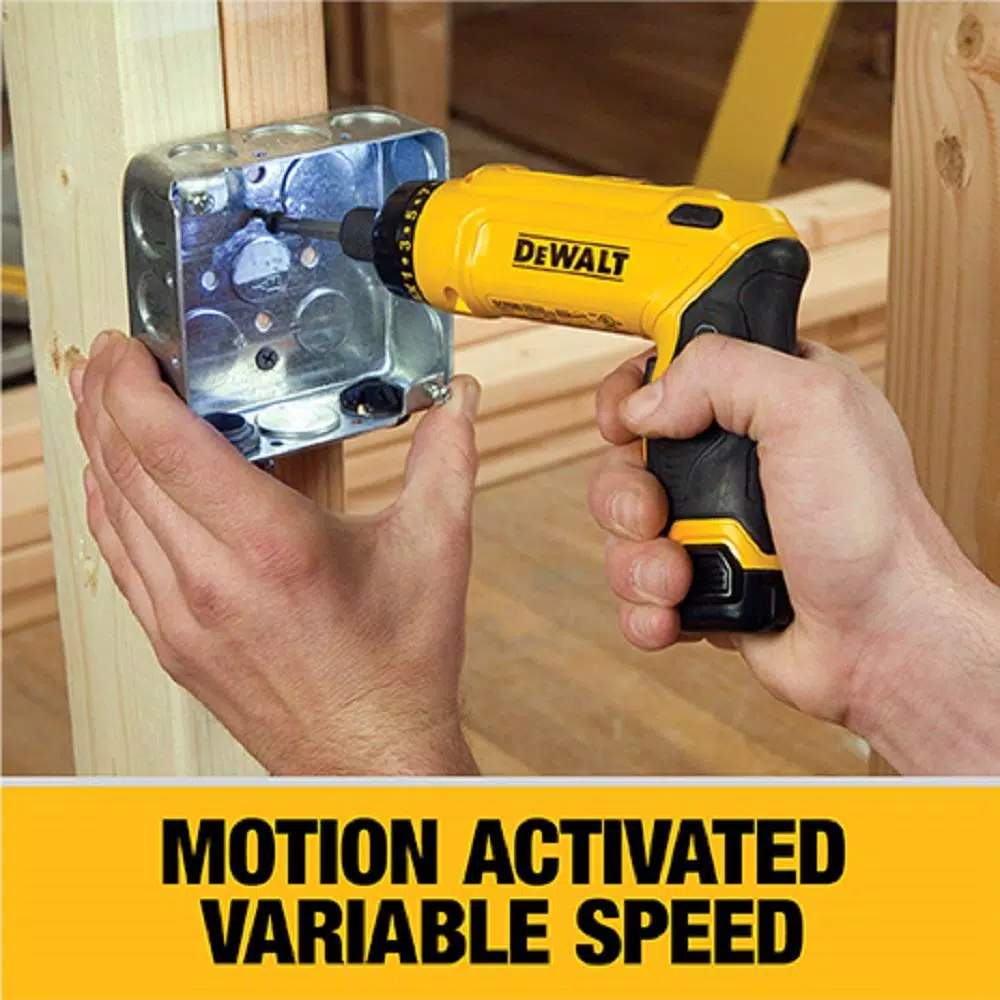 DEWALT 8V MAX Cordless Gyroscopic Screwdriver Kit with 2 1.0 Ah Batteries, Charger & Bag