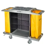 Alpine Industries 4-Shelf PVC Janitorial Cleaning Cart with 2 Yellow Vinyl Bags thumbnail 1