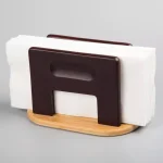 Creative Home Natural Bamboo Espresso Napkin Holder - Upright Tabletop Tissue Dispenser thumbnail 2